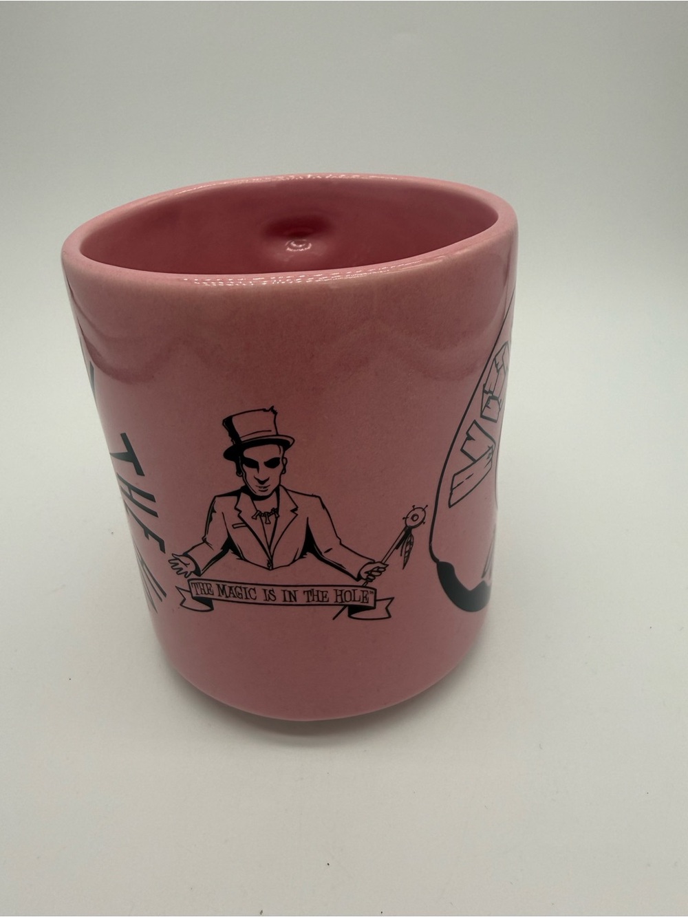 Voodoo Doughnut Coffee Mug Donut Cup PINK “The Magic is in the Hole” Ceramic EUC - Picture 2 of 9
